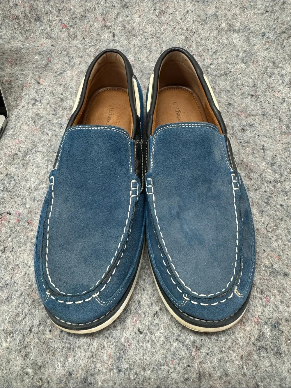 G.H. Bass & Co. Navy Blue Suede Slip-On Moccasins Men’s 12